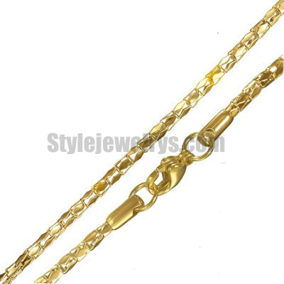 Stainless steel jewelry Chain 45cm gold plate bamboo chain necklace w/lobster 2mm ch360265 - Click Image to Close